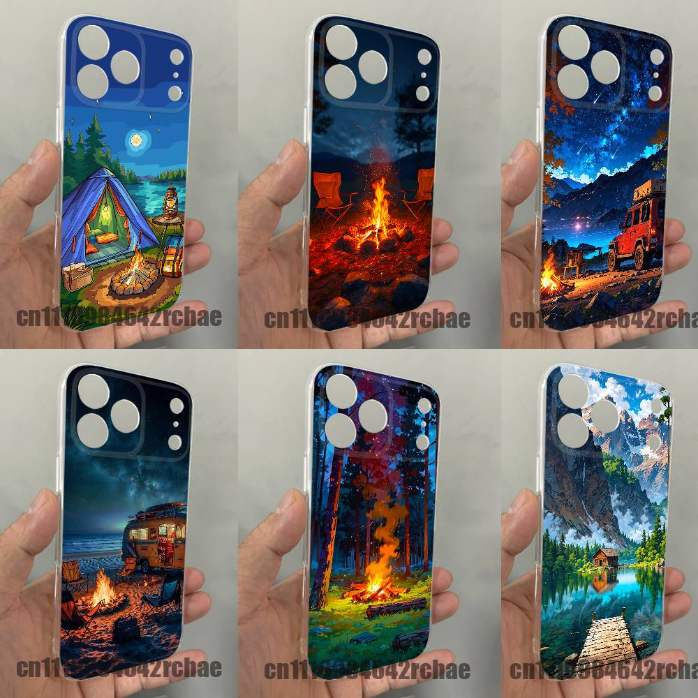 Outdoor Camping Wallpaper - Voor Outdoor Camping Bonfire Wallpaper Telefoonhoesje