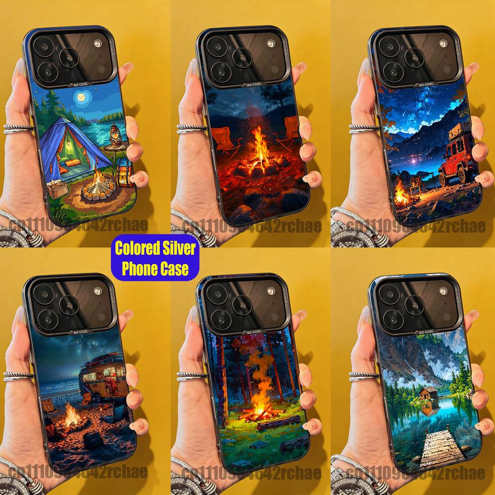 Outdoor Camping Wallpaper - Telefoonhoesje voor buiten kamperen kampvuur behang