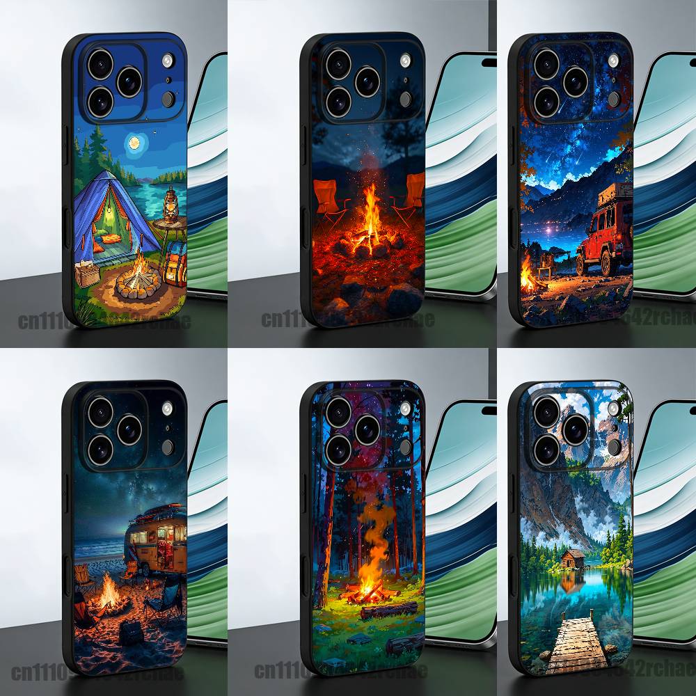 Outdoor Camping Wallpaper - Telefoonhoesje van siliconen voor buiten kamperen