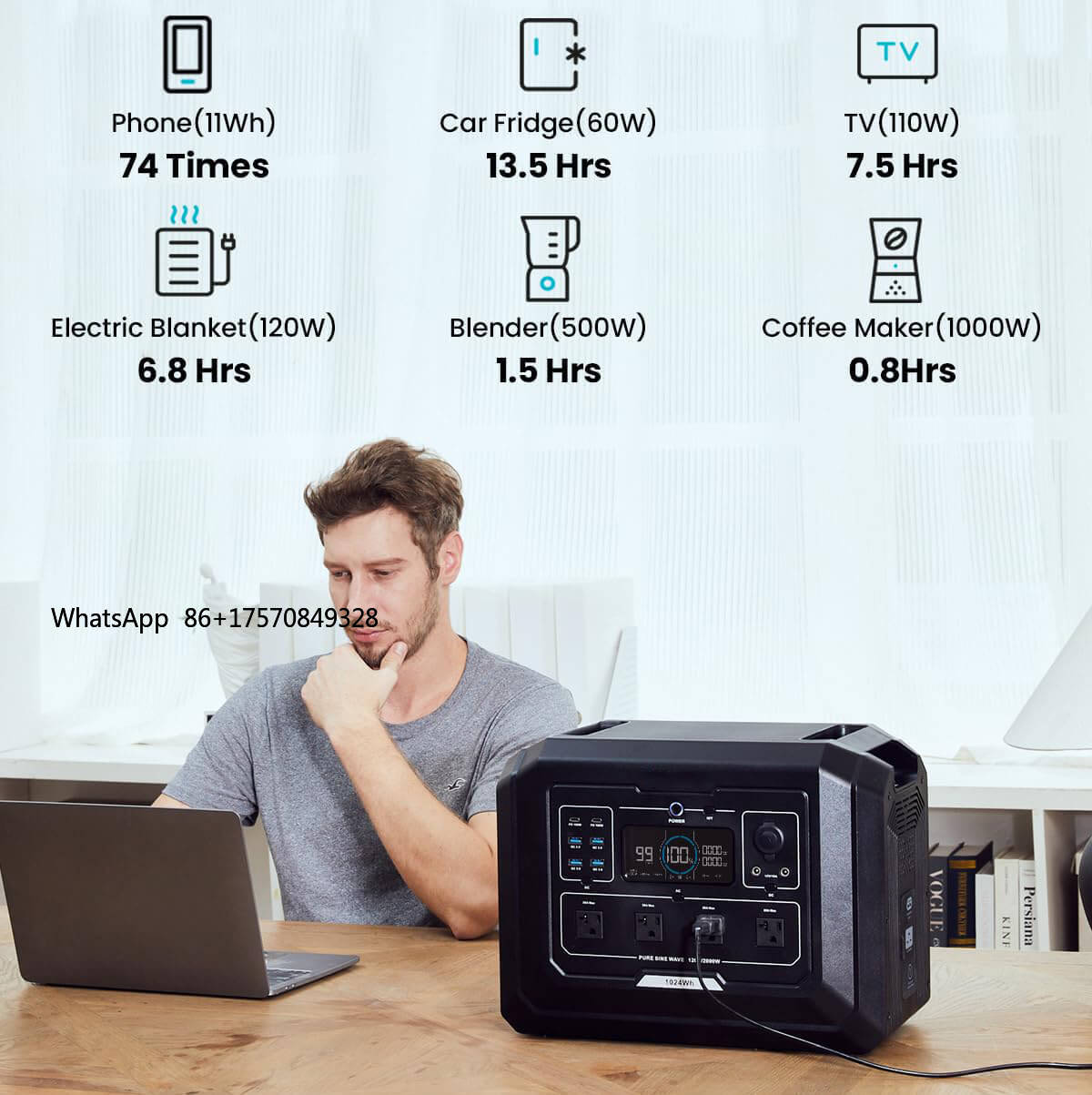 Portable Power Station - LiFePO4 Batterij 2kW Output Draagbaar Energie