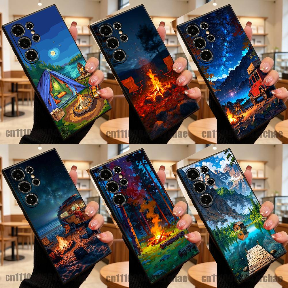 Outdoor Camping Wallpaper - Voor Outdoor Camping Bonfire Wallpaper Telefoonhoesje