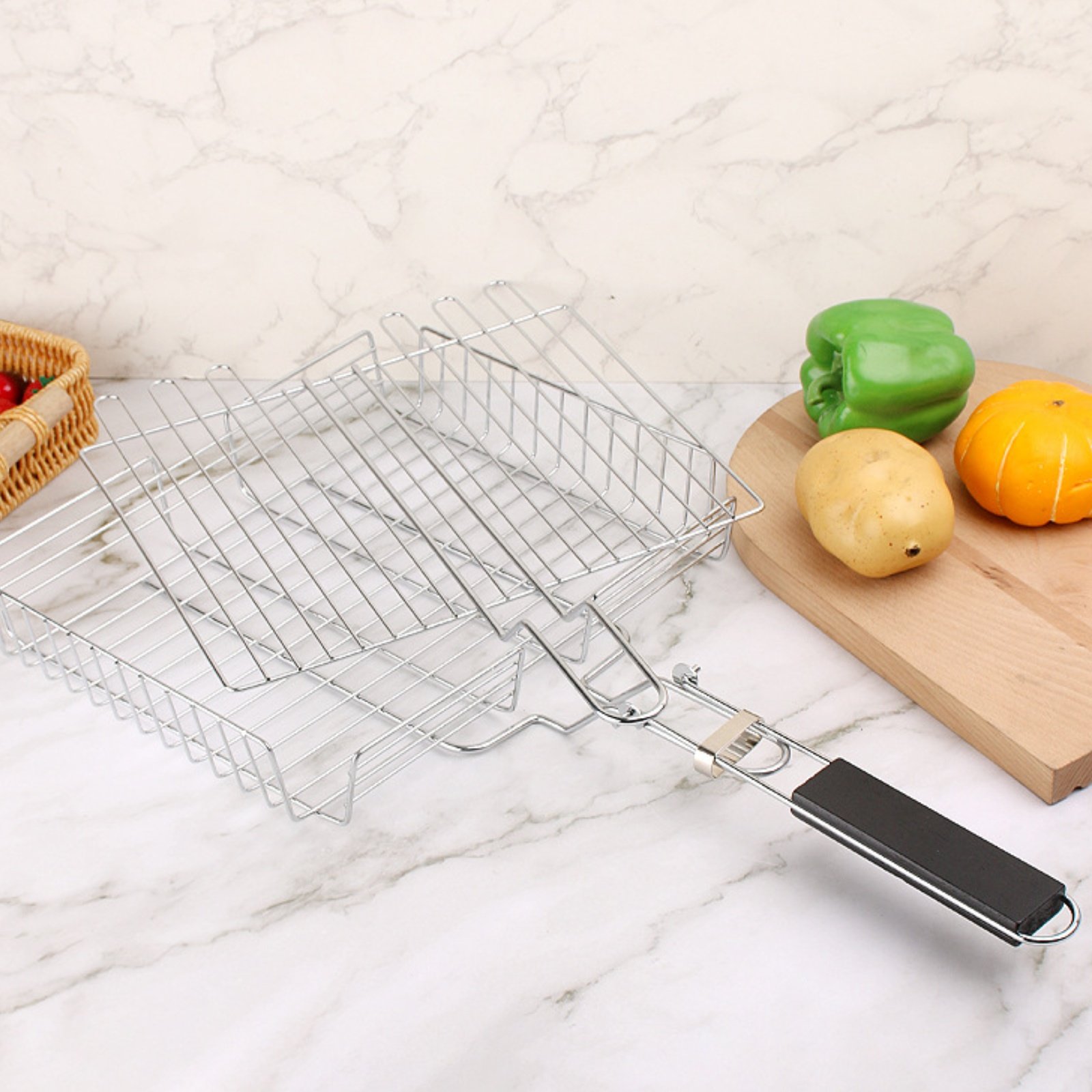 Grillmand met houten handvat D - Outdoor Camping Direct recensie en prijs