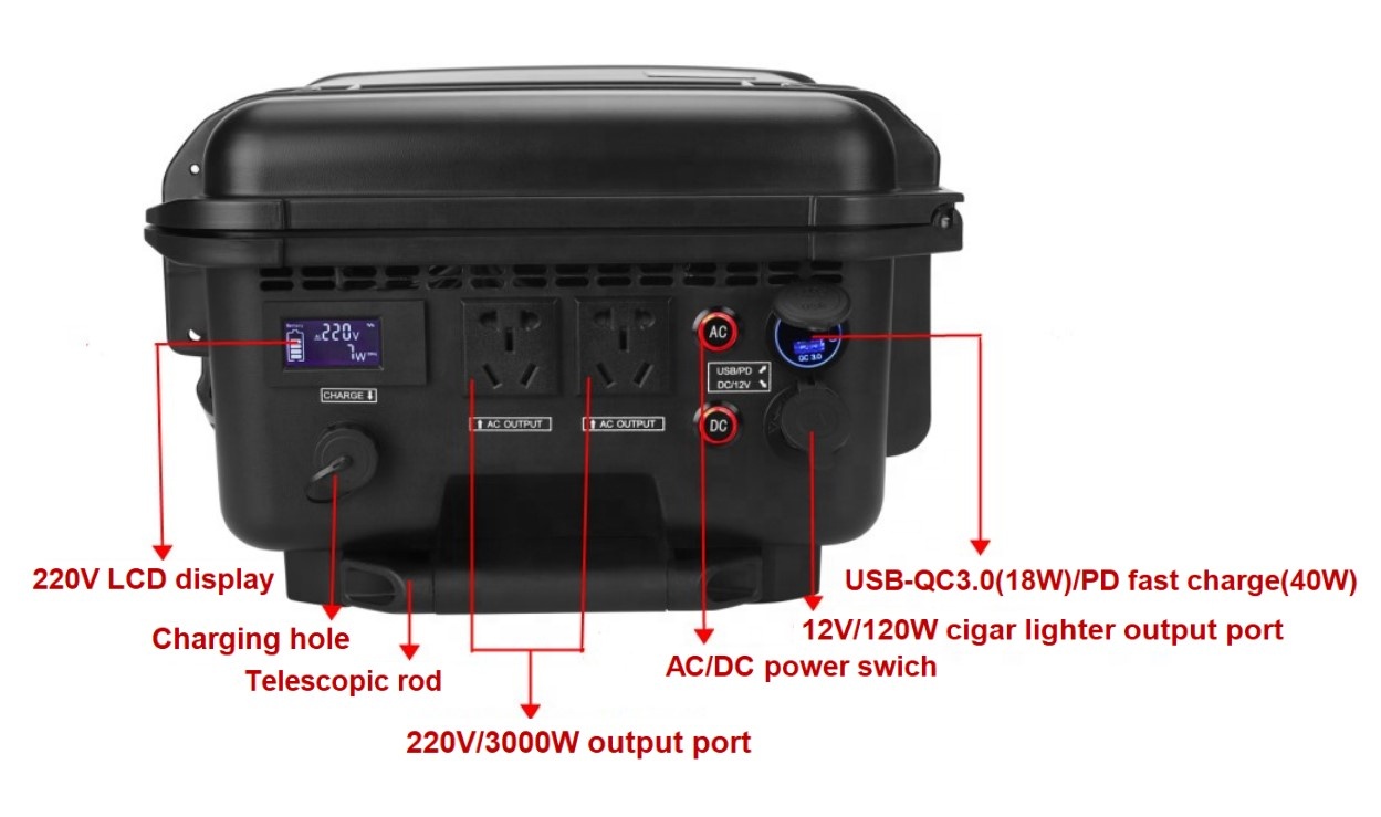 All-in-one zwarte AC 220V 3000 - Portable Power Station recensie en prijs